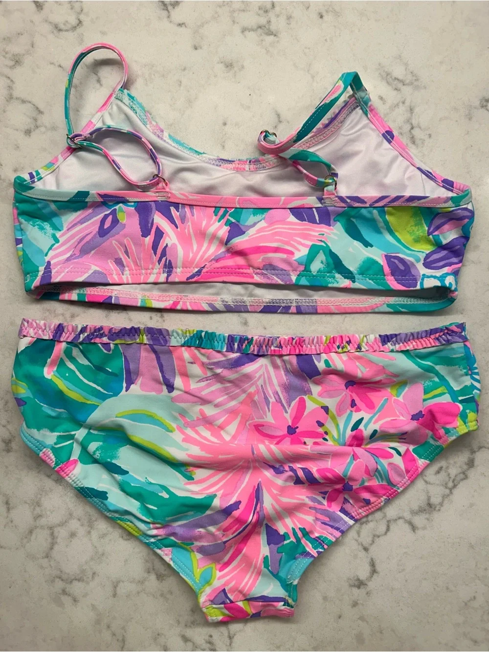 Lilly Pulitzer Girls Floral Two-Piece Bikini - Pink, Teal & Purple